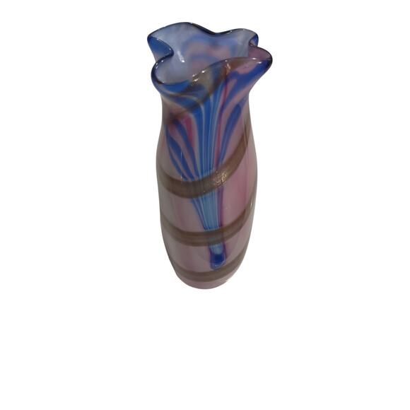 Murano Vase Pink, blue with Gold fleck swirls. - Picture 6 of 6
